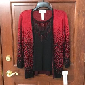 Alfred Dunner Top with Attached Sweater